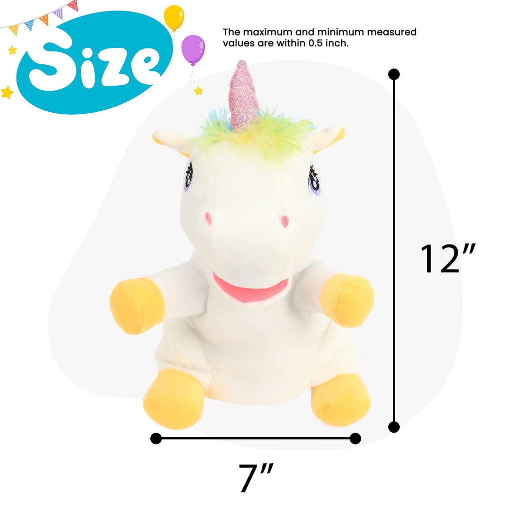 Cuteoy Unicorn Hand Puppet - Soft Plush with Open Movable Mouth for Kids and Adults