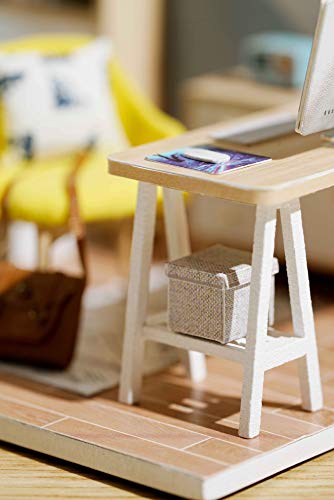 CUTEROOM QT Series DIY Miniature Wooden Dollhouse Kit - 12.7 cm with LED Light and Dust Cover