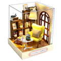 CUTEROOM QT037 Dollhouse Miniature Kit with LED Light & Dust Cover - 9x9x11.5 cm Wooden DIY Craft