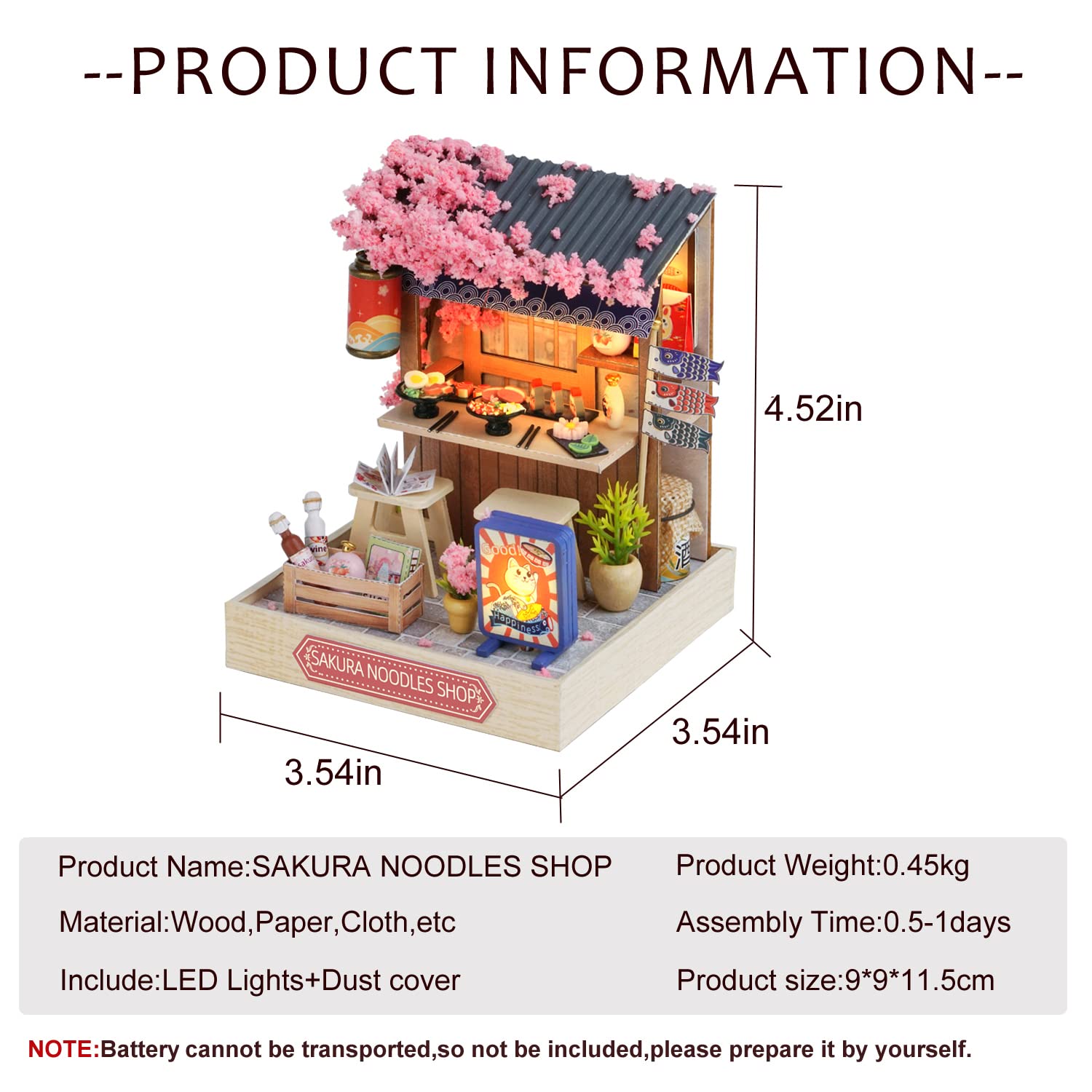 CUTEROOM QT041 DIY Dollhouse Miniature Furniture Kit with Dust Cover & LED Light - New Three Styles QT Series