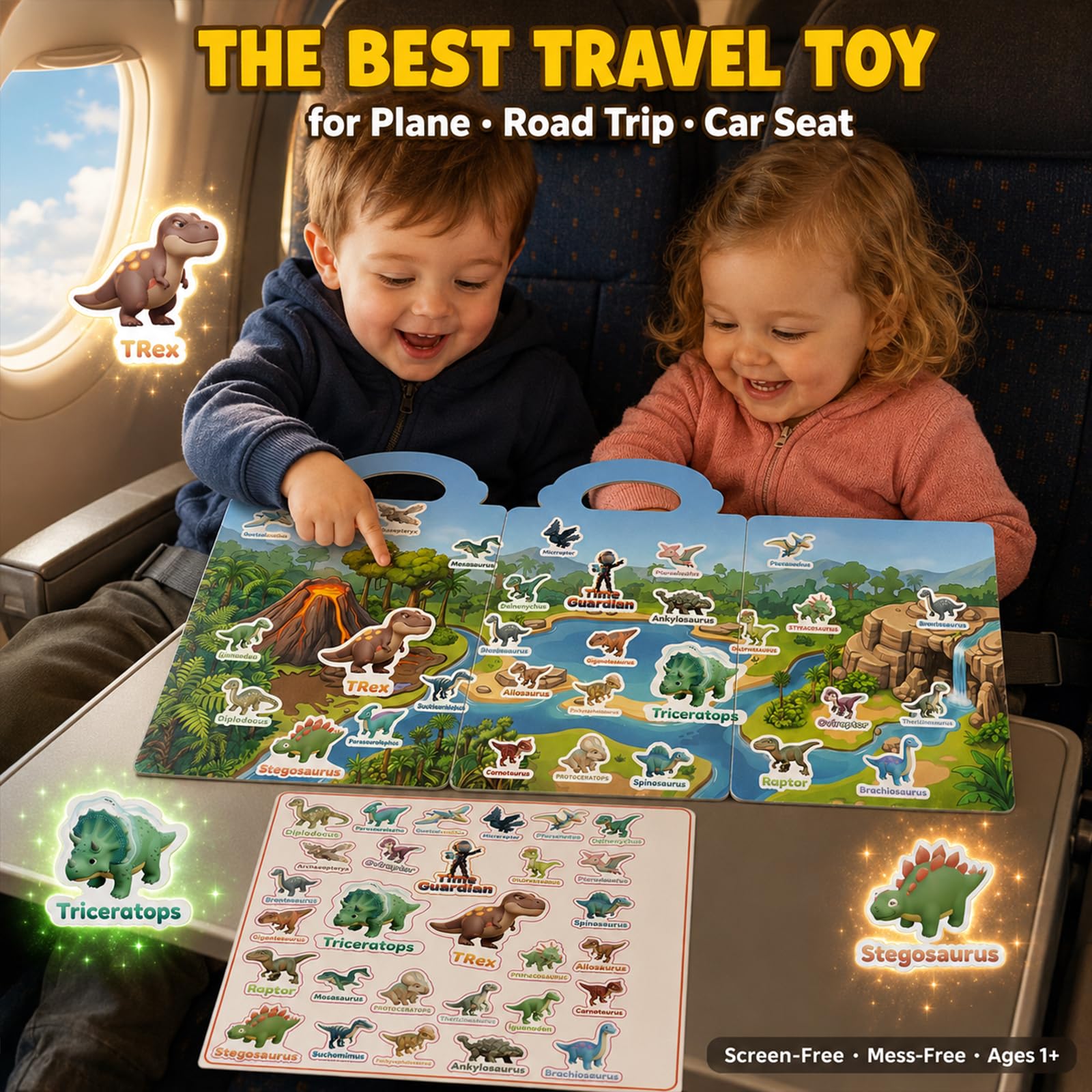 Cutesora Large Reusable Jelly Sticker Books for Boys Ages 3-8 – 3 Sets: Dino, Ocean & Vehicle