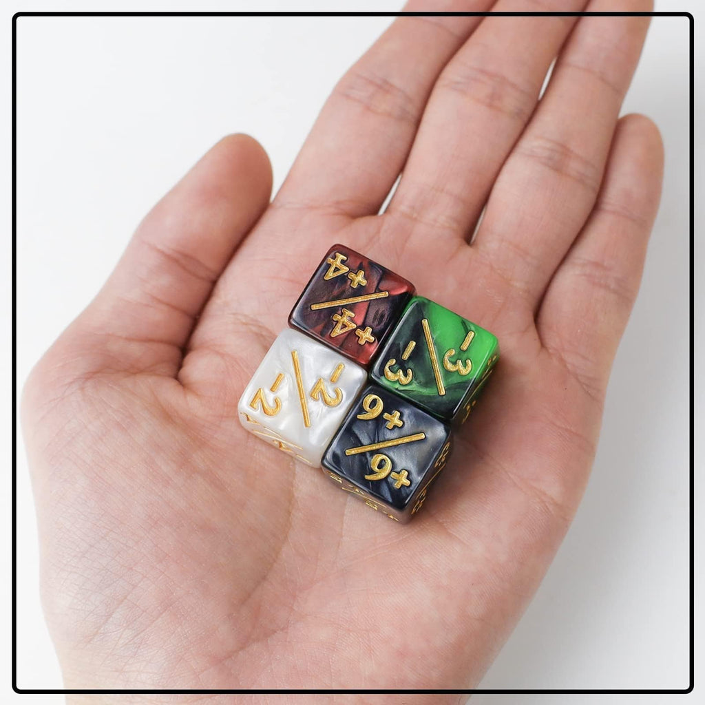CUUKSHKN 48-Piece MTG Glitter Token Dice Set – Starry Marble D6 Counters for Magic The Gathering & CCG Card Games (4 Colors)
