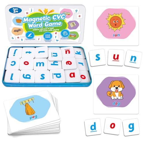 CVC Word Games Set with Magnetic Letters & Flashcards – Phonics Learning for Kids, Speech Therapy, Preschool Classroom
