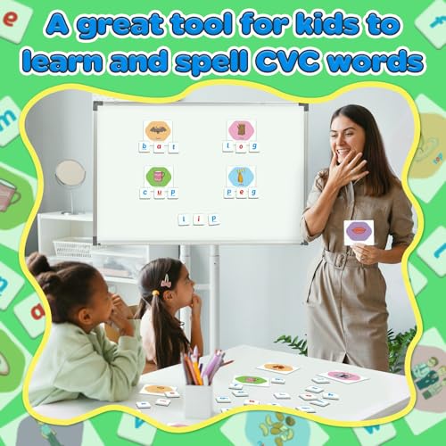CVC Word Games Set with Magnetic Letters & Flashcards – Phonics Learning for Kids, Speech Therapy, Preschool Classroom