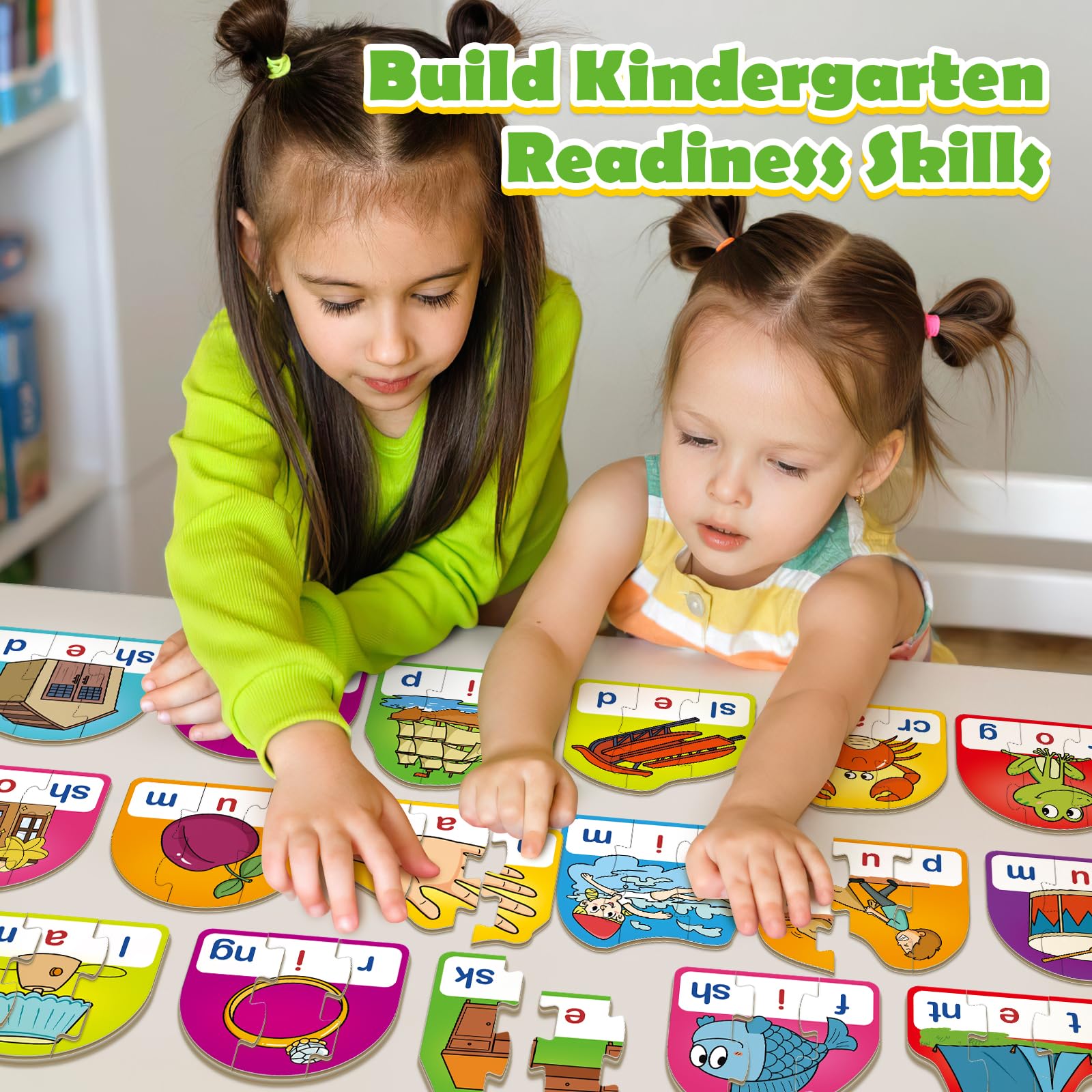 CVCC & CCVC Puzzle Cards – Phonics Games for Ages 3-6, 60 Pieces with Storage Bag