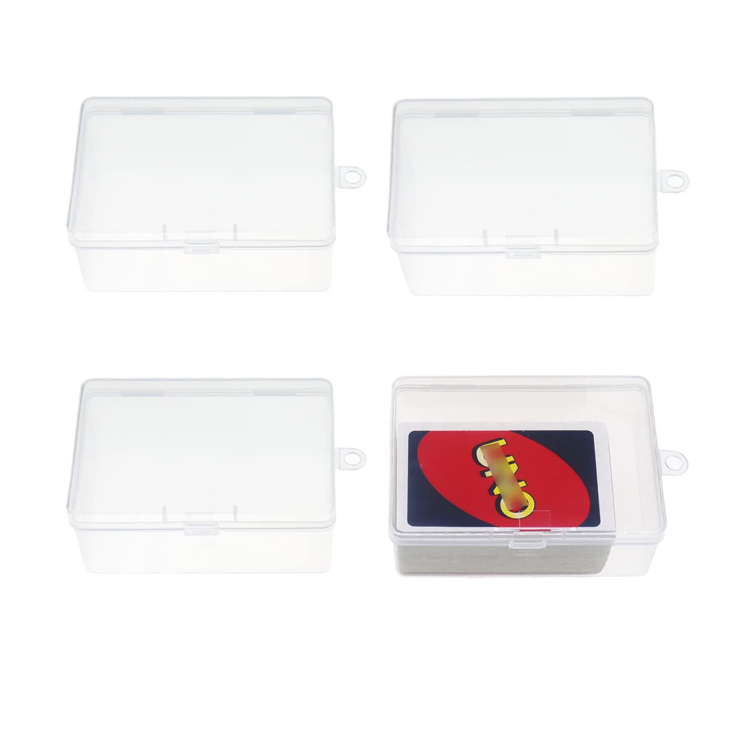 Cwdew 4-Pack Clear Plastic UNO Card Case – Holds 112 Cards, Snap Closure, Travel Storage Box