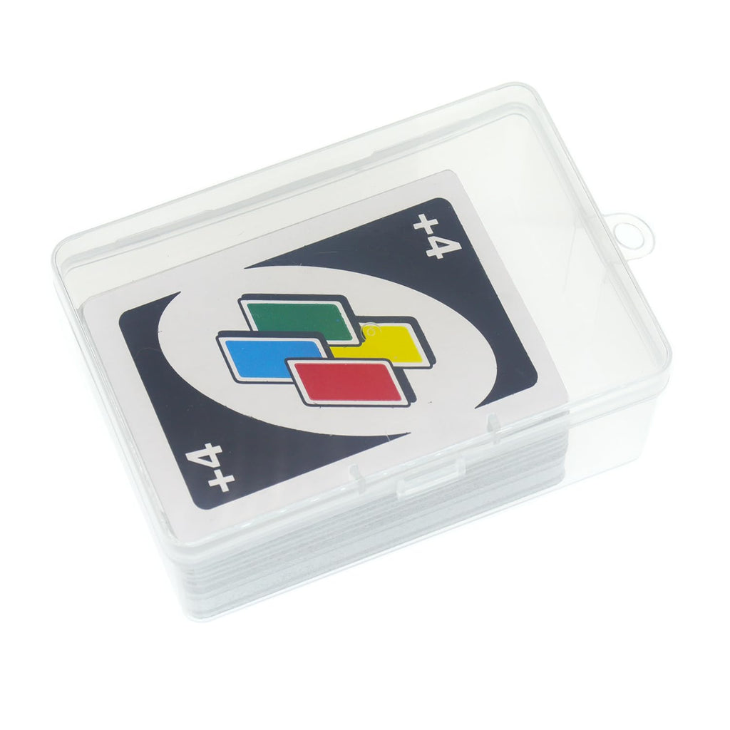 Cwdew 4-Pack Clear Plastic UNO Card Case – Holds 112 Cards, Snap Closure, Travel Storage Box