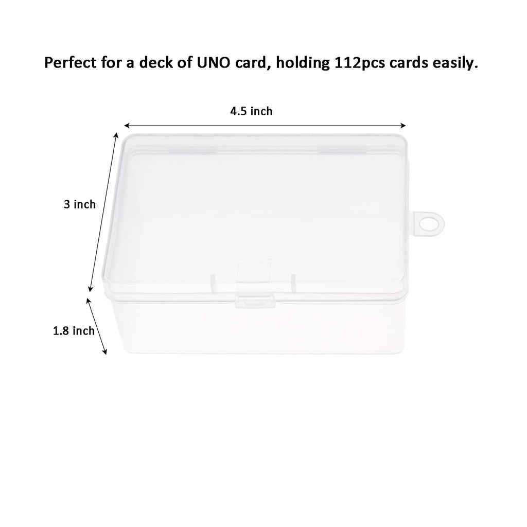 Cwdew 4-Pack Clear Plastic UNO Card Case – Holds 112 Cards, Snap Closure, Travel Storage Box