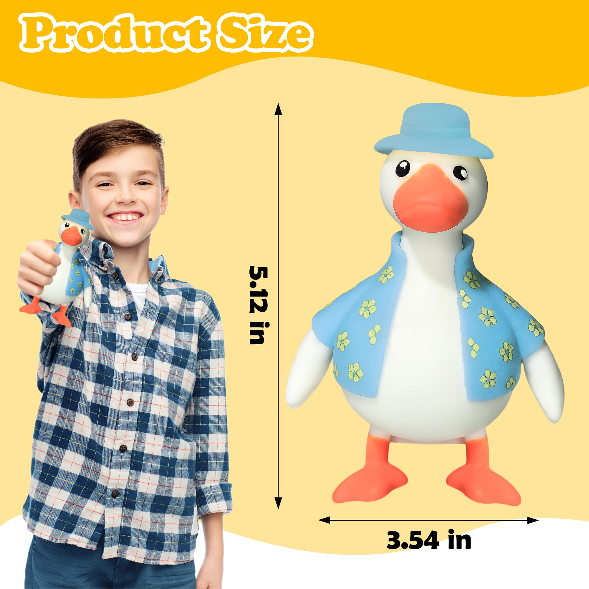 CWTRAY Duck Squishy Squeeze Toy – Soft Sensory Fidget Stress Relief with Blue Jacket and Hat