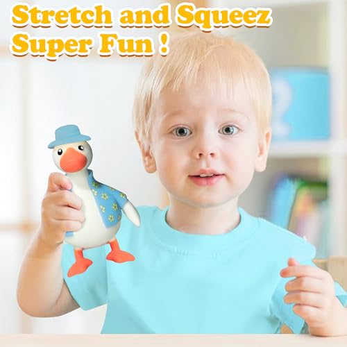 CWTRAY Duck Squishy Squeeze Toy – Soft Sensory Fidget Stress Relief with Blue Jacket and Hat