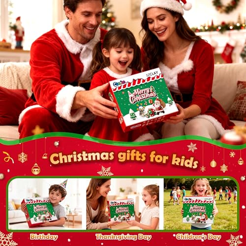 CyaJm Air Dry Clay Christmas Kit – 12 Non-Toxic Festive Clay Packs with Tools & Guide for Kids Ages 3+