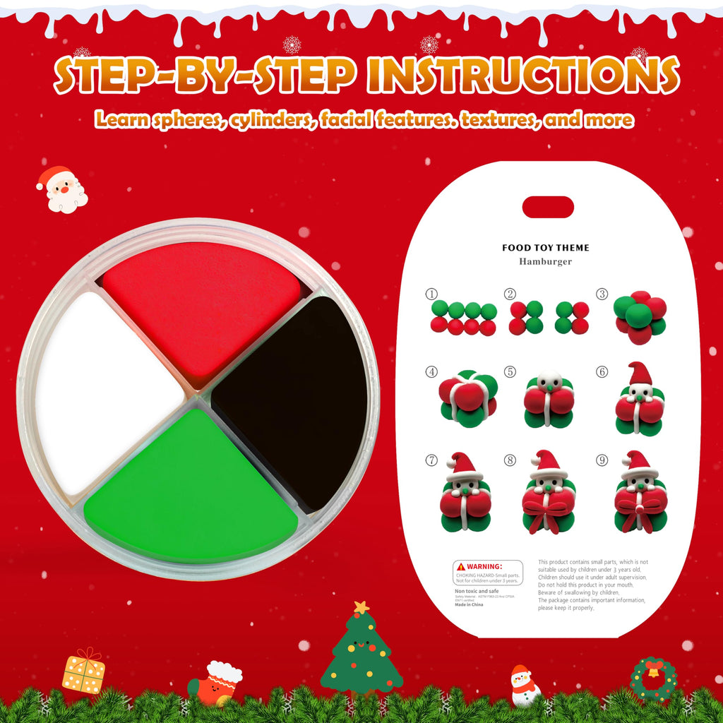 CyaJm Air Dry Clay Christmas Kit – 12 Non-Toxic Festive Clay Packs with Tools & Guide for Kids Ages 3+