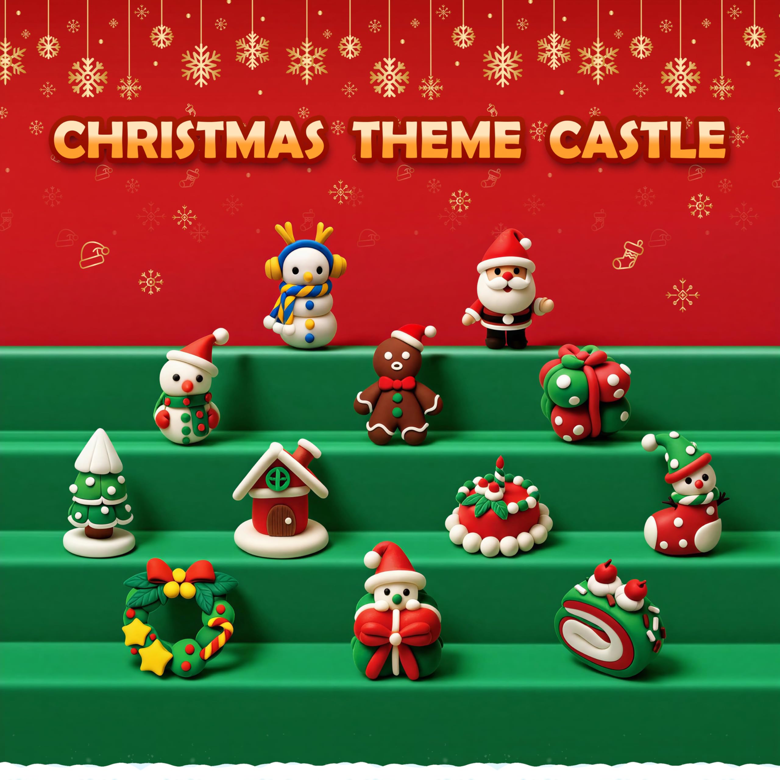 CyaJm Air Dry Clay Christmas Kit – 12 Non-Toxic Festive Clay Packs with Tools & Guide for Kids Ages 3+
