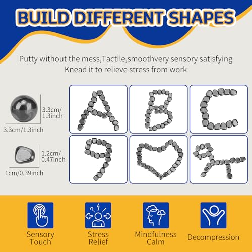 Cybemaga Magnetic Putty Set with Ferrite Stones & Magnet Balls – Fidget Desk Toy for Adults
