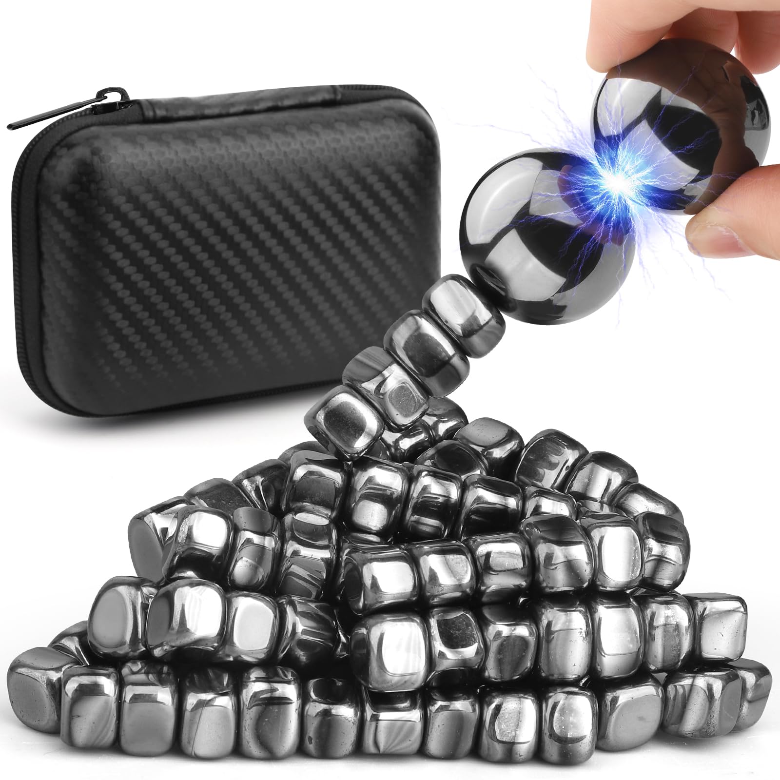 Cybemaga Magnetic Putty Set with Ferrite Stones & Magnet Balls – Fidget Desk Toy for Adults