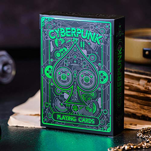 Cyberpunk Green Cardistry Deck – White Cyberpunk Playing Cards with e-Book, Poker Size