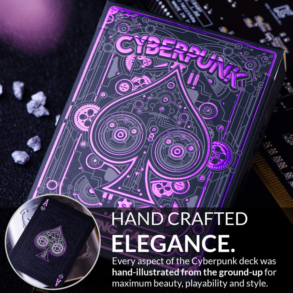 Cyberpunk Purple Playing Cards – Futuristic Casino-Grade Deck with Tutorial E-Book
