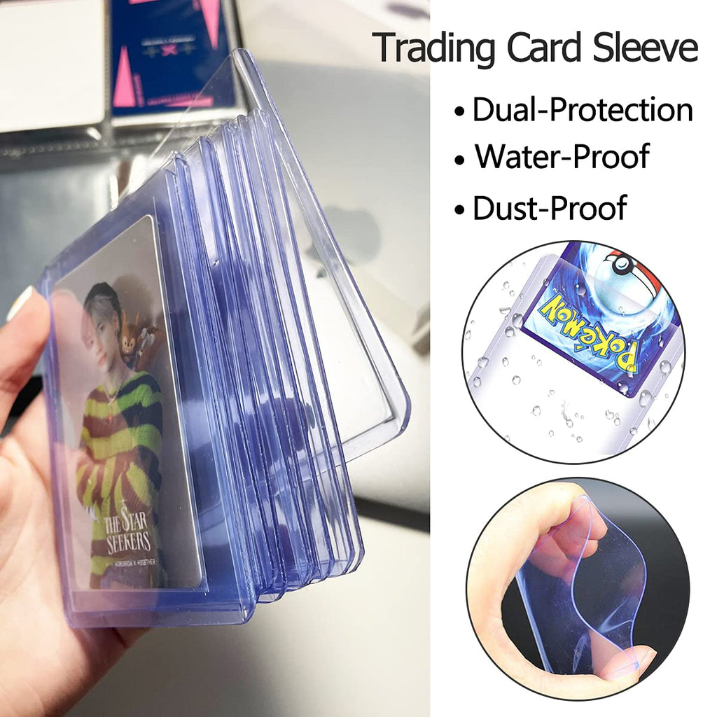 CYCHIRV 50 Top Loaders and Penny Sleeves for Trading Cards – 3x4 Clear Rigid Protectors for Baseball, Pokemon, MTG