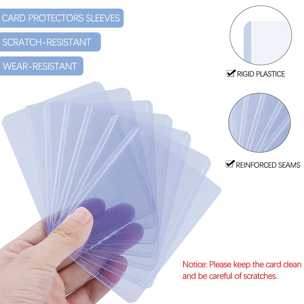 CYCHIRV 50 Top Loaders and Penny Sleeves for Trading Cards – 3x4 Clear Rigid Protectors for Baseball, Pokemon, MTG