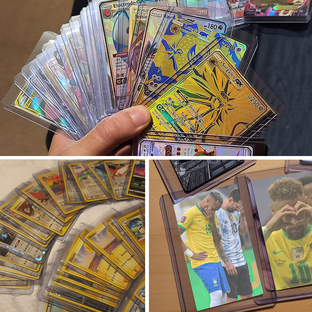CYCHIRV 50 Top Loaders and Penny Sleeves for Trading Cards – 3x4 Clear Rigid Protectors for Baseball, Pokemon, MTG