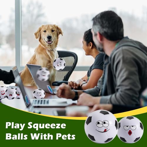 CYCLESCRUX 12-Pack Mini Soccer Stress Balls with 6 Silly Faces - 1.57 Inch Squishy Toys for Parties, Classroom Prizes, and Stress Relief