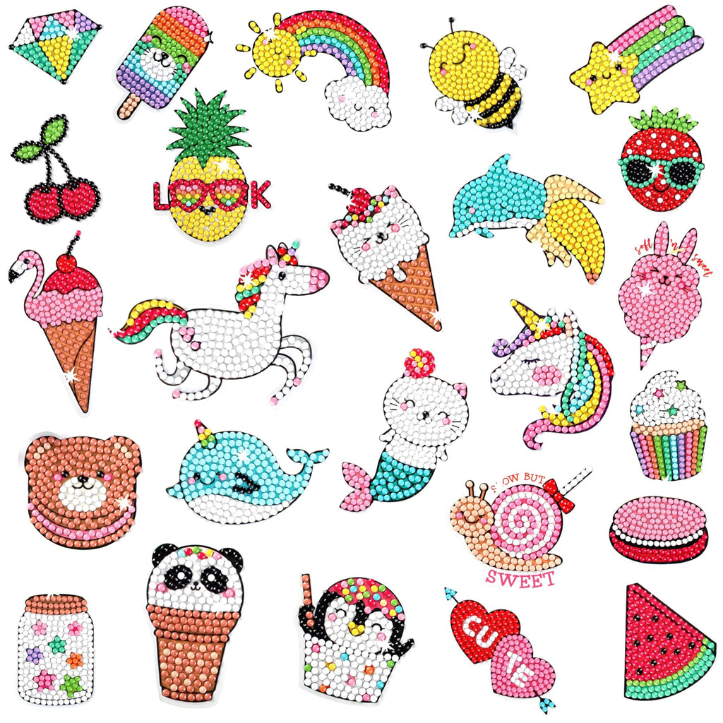 Cymbana 5D Diamond Painting Stickers Kit for Kids – 25 Sheets with Unicorn, Mermaid & Cat Designs