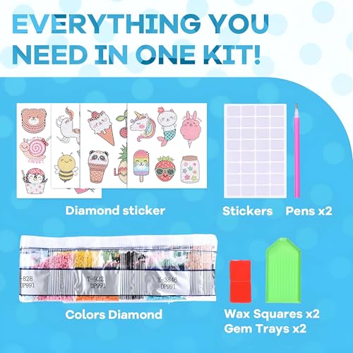 Cymbana 5D Diamond Painting Stickers Kit for Kids – 25 Sheets with Unicorn, Mermaid & Cat Designs