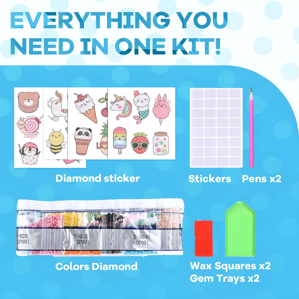 Cymbana 5D Diamond Painting Stickers Kit for Kids – 25 Sheets with Unicorn, Mermaid & Cat Designs