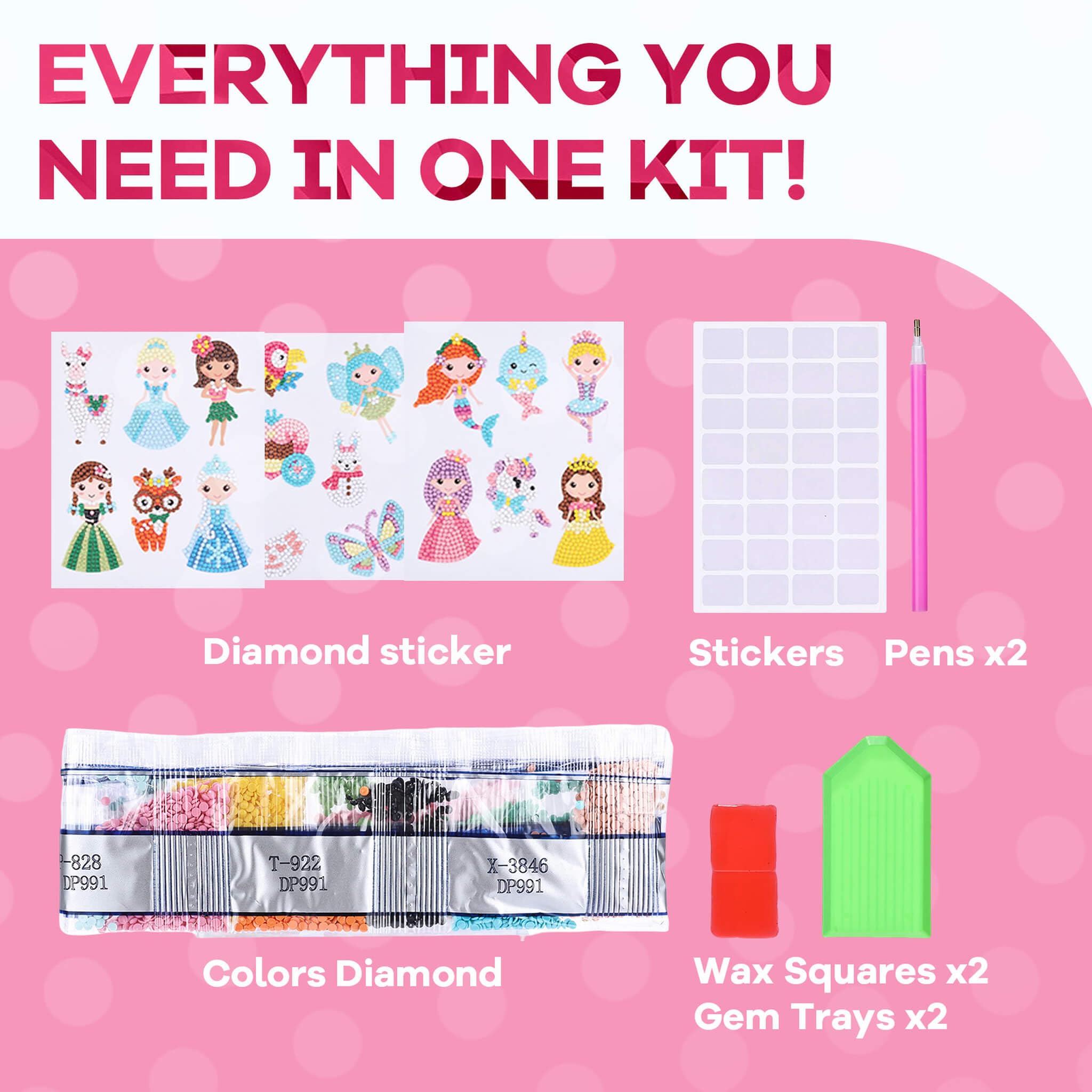 Cymbana Diamond Painting Kits for Kids 18 Pcs Princess and Their Buddy Gem Art Sticker for Kids Ages 6-8 8-12 Contains Unicorn, Mermaid