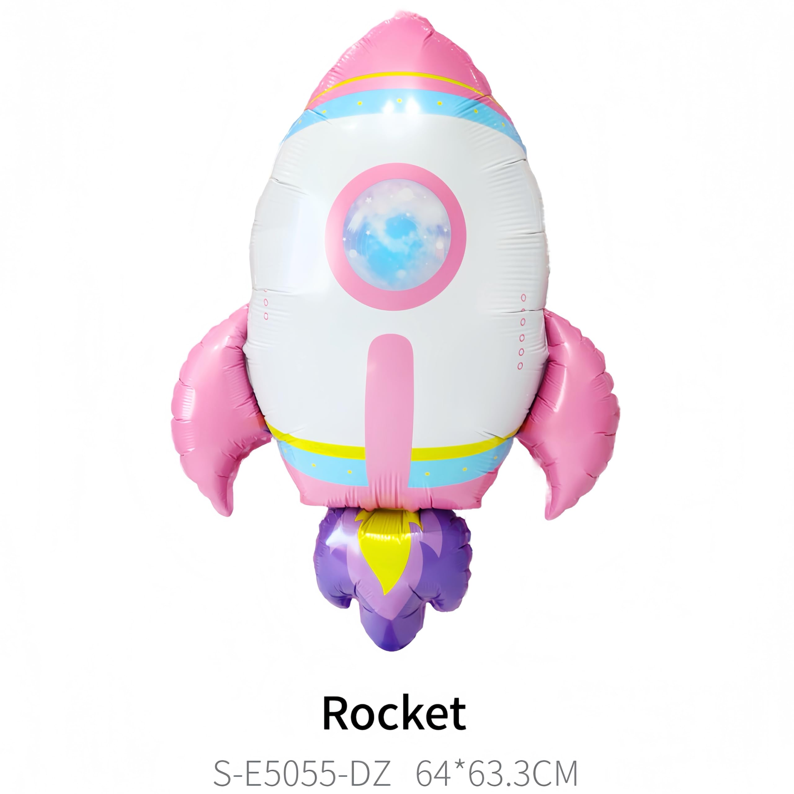 CYMYLAR 8-Piece Astronaut Rocket Balloon Set for Girls - Pink Purple Space Theme Birthday Party Decorations