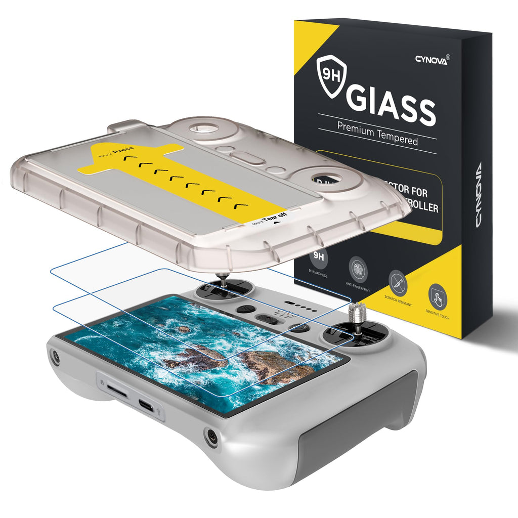 CYNOVA Screen Protector for DJI RC/RC2 – Auto Alignment Kit, 9H Tempered Glass, 2.5D Edges