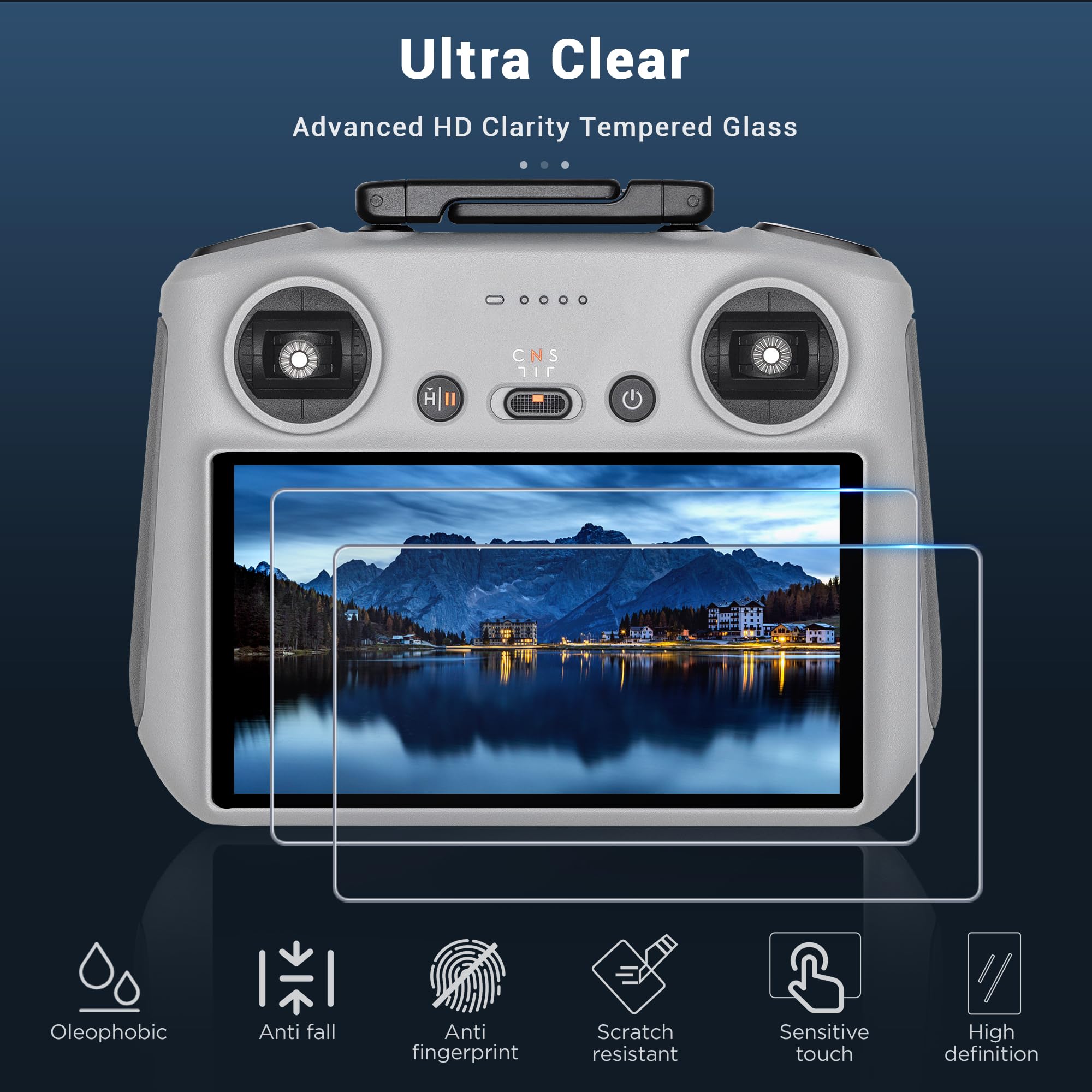 CYNOVA Screen Protector for DJI RC/RC2 – Auto Alignment Kit, 9H Tempered Glass, 2.5D Edges