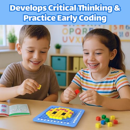 CYOEST Pixel Art STEM Kit – 50+ Patterns, 4 Challenge Types, 3 Difficulty Levels for Kids Ages 5-12