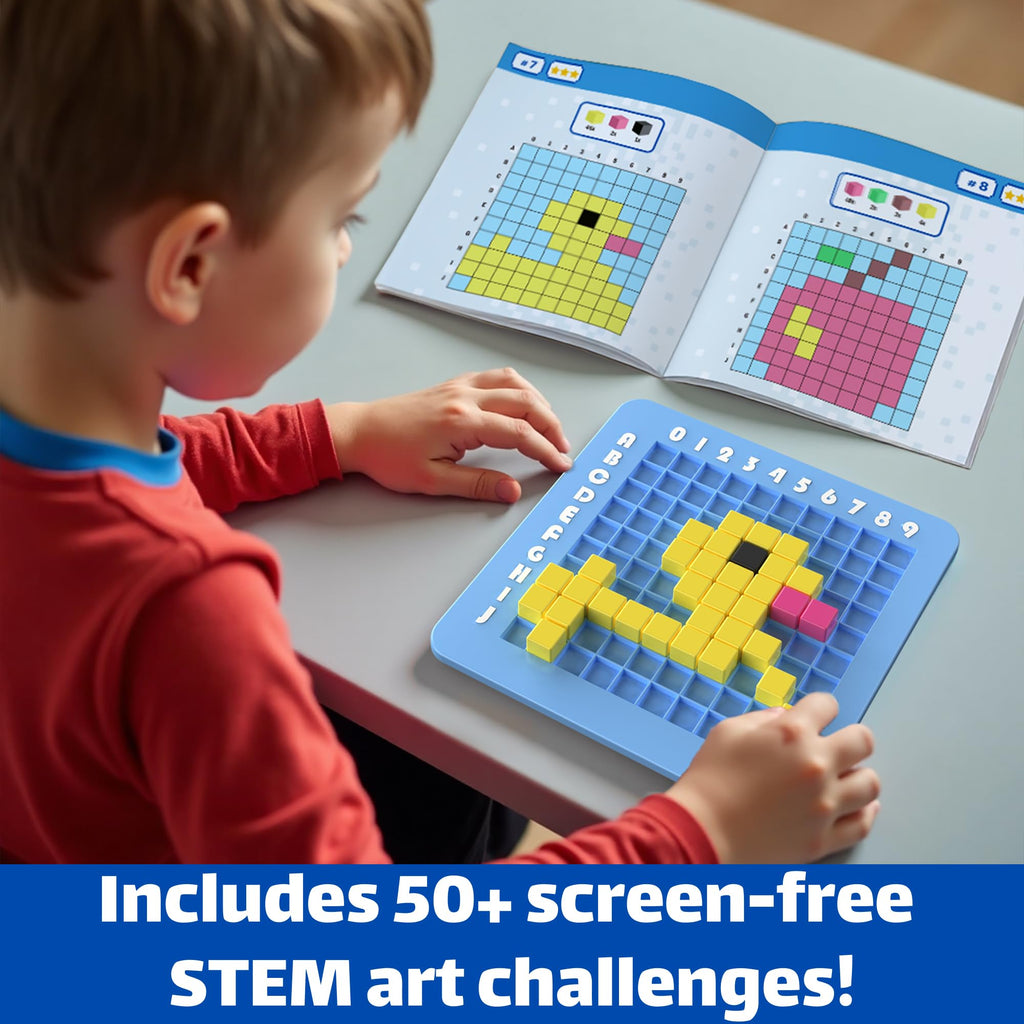 CYOEST Pixel Art STEM Kit – 50+ Patterns, 4 Challenge Types, 3 Difficulty Levels for Kids Ages 5-12