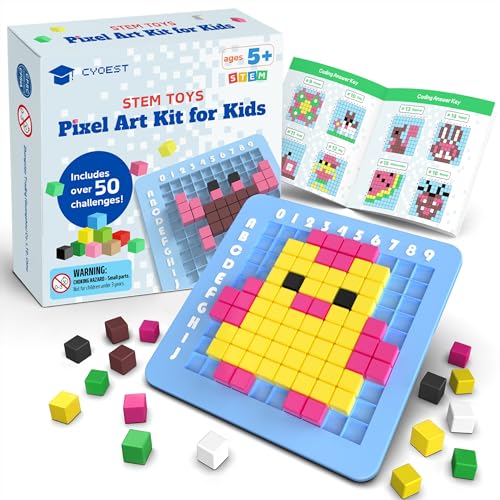 CYOEST Pixel Art STEM Kit – 50+ Patterns, 4 Challenge Types, 3 Difficulty Levels for Kids Ages 5-12