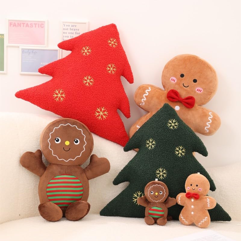 Cyprinus Carpio 15.75-Inch Gingerbread Man Plush Pillow – Soft Polyester Throw Cushion for Christmas Decor