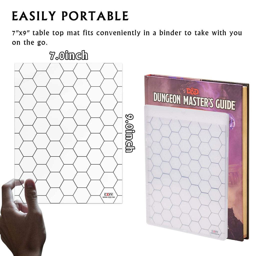 CZYY Acrylic Hex Grid Overlay Set of 2, 7x9 Inch Clear Battle Map for D&D and Pathfinder