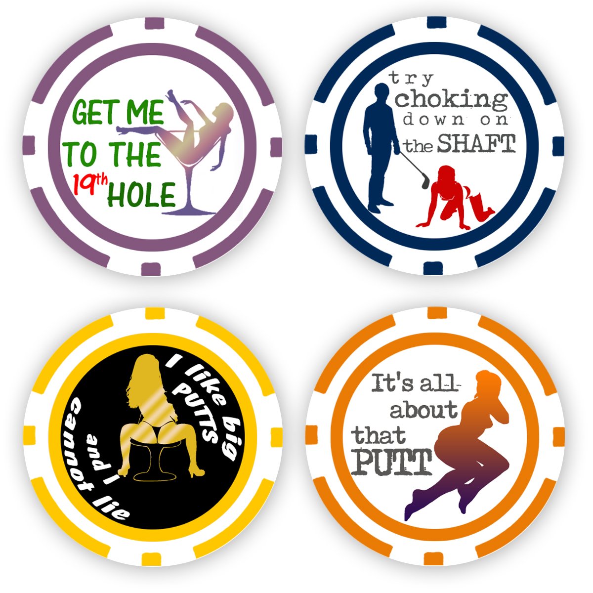 DA VINCI 11.5g Poker Chip Golf Ball Markers – Collection of Casino-Size Chips