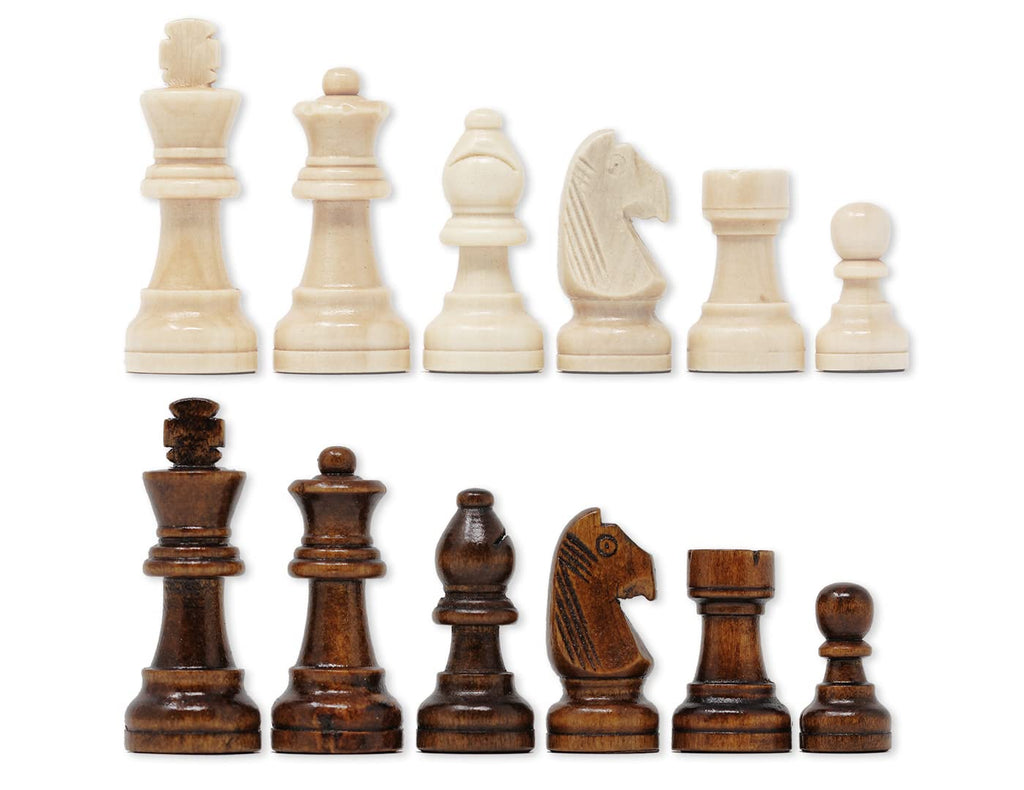 DA VINCI Staunton Solid Wood Chess Pieces – 32 Chessmen with 3 Inch King and Felt Bottoms