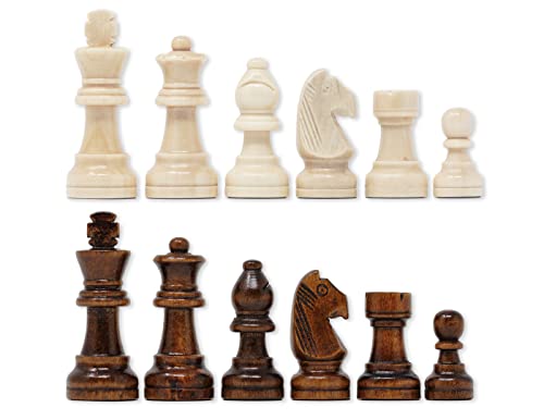 DA VINCI Staunton Solid Wood Chess Pieces – 32 Chessmen with 3 Inch King and Felt Bottoms