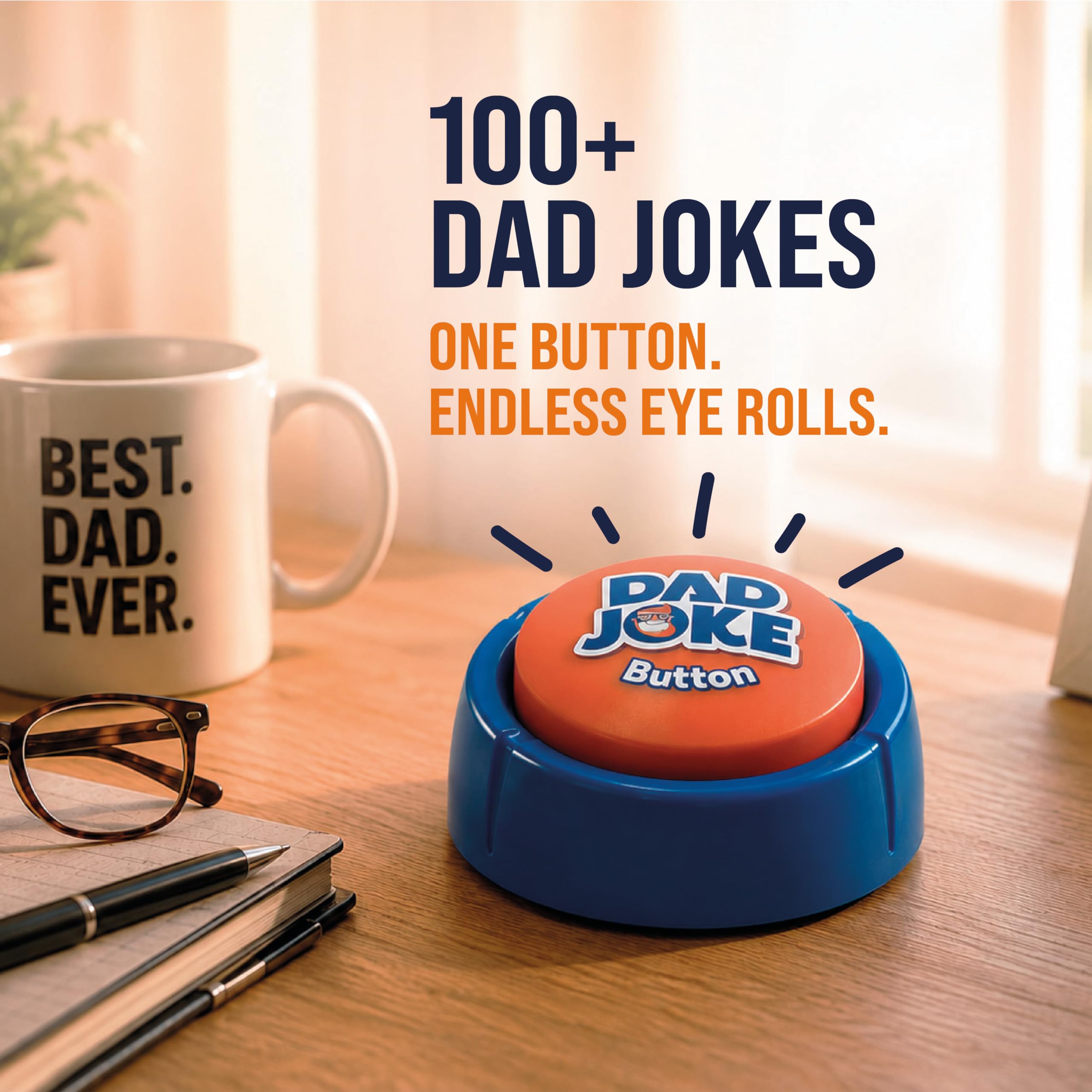Dad Joke Button – 100+ Hilarious Pre-Loaded Jokes, Family-Friendly, Ready to Use with Batteries Included