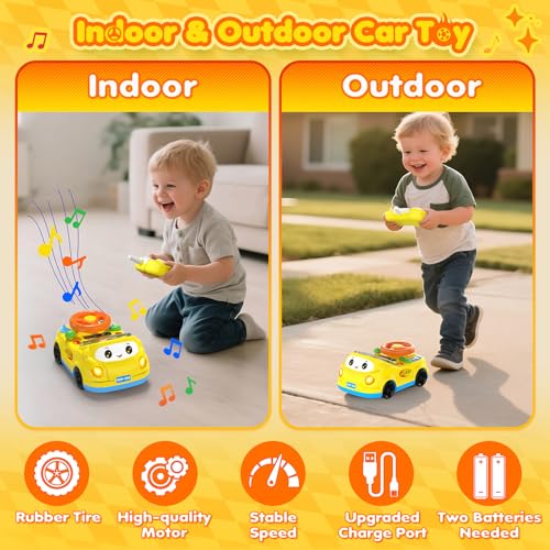 DADAPALS Toddler RC Push Car – Steering Wheel Racing Toy for Ages 1-3 (Yellow)