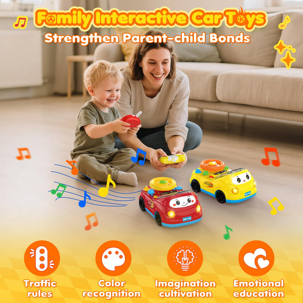 DADAPALS Toddler RC Push Car – Steering Wheel Racing Toy for Ages 1-3 (Yellow)