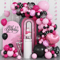 Dagelar Pink Black Balloon Arch Kit - 101 Piece Pastel Hot Pink Black Dot Balloon Garland with Bow Heart Foil Balloons for Birthday Baby Shower Wedding Party Decor