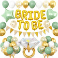 Dagelar Sage Green Bachelorette Party Balloon Set – Gold Bride to Be Decorations with Diamond Ring, Star, Heart Foil Balloons