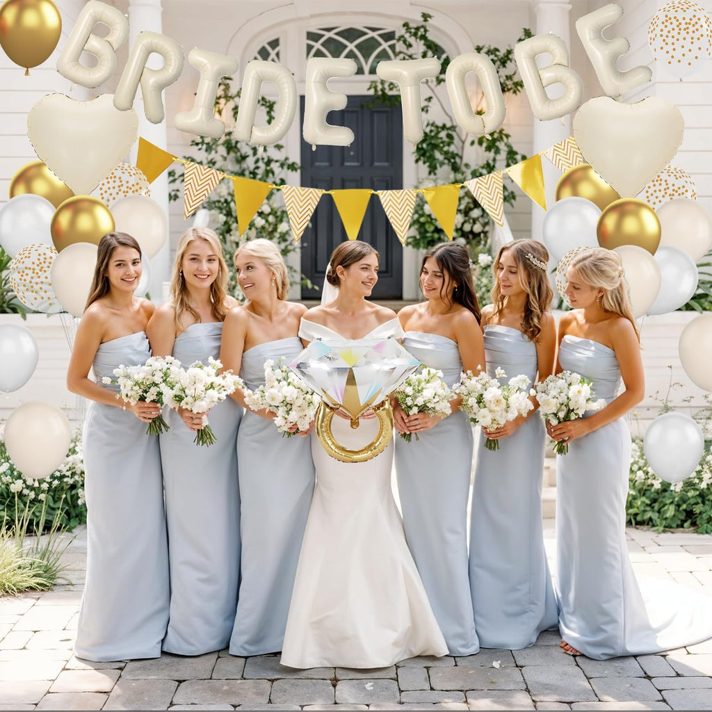 Dagelar Sand White Bachelorette Party Decorations Kit – Nude White Bride To Be Balloons with Gold Accents