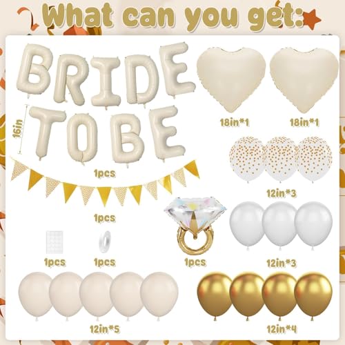 Dagelar Sand White Bachelorette Party Decorations Kit – Nude White Bride To Be Balloons with Gold Accents