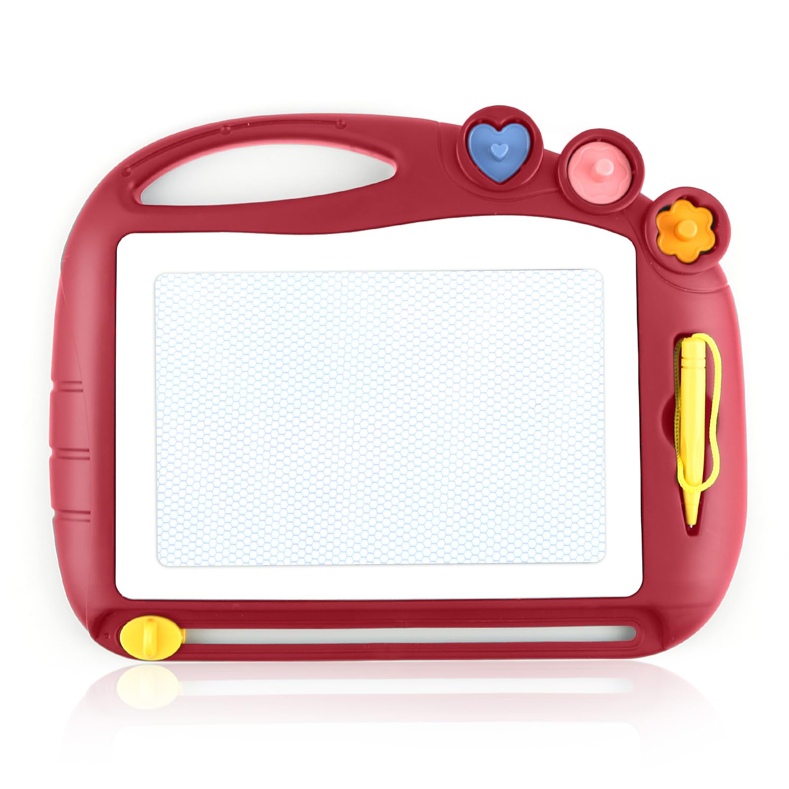 Daisiki Magnetic Drawing Board for Toddlers - 10.5x8 inch Doodle Pad with 3 Stamps and Anti-Lost Pen