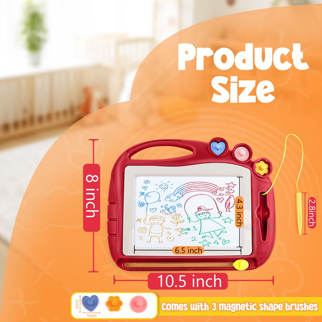 Daisiki Magnetic Drawing Board for Toddlers - 10.5x8 inch Doodle Pad with 3 Stamps and Anti-Lost Pen