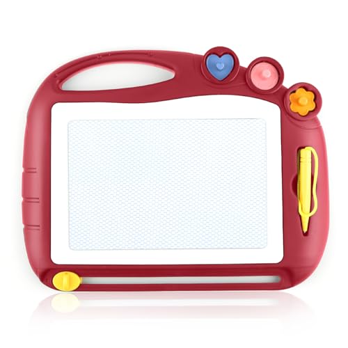 Daisiki Magnetic Drawing Board for Toddlers - 10.5x8 inch Doodle Pad with 3 Stamps and Anti-Lost Pen